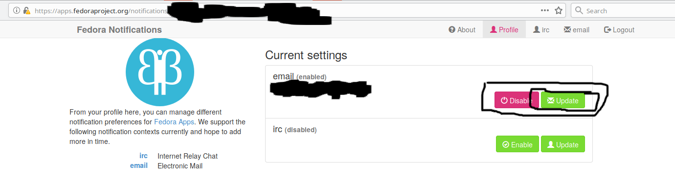 Notifications home page